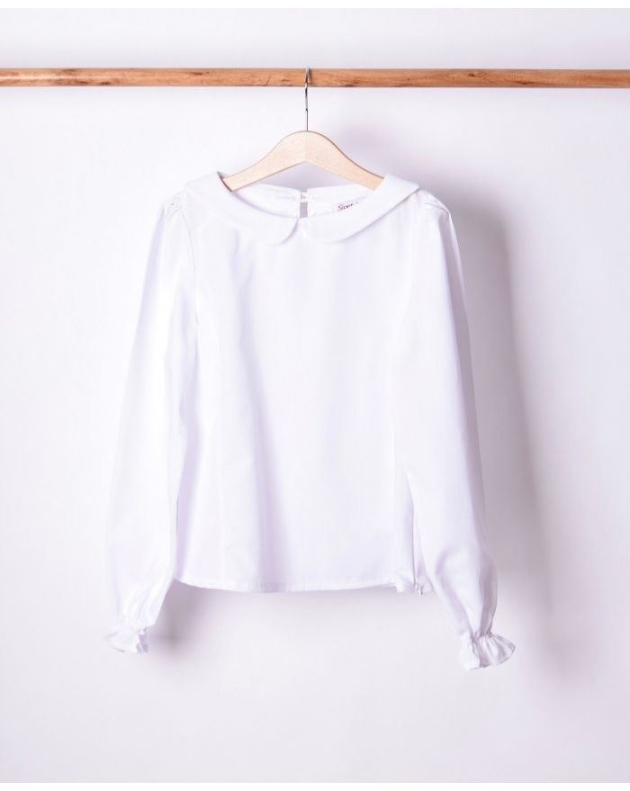 Bluza cu guleras pentru fete-Alb-5 ani